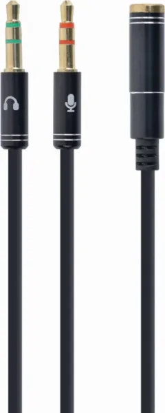 Cable Adaptador Gembird-Hembra 4Pines 3,5Mm a 2 Stereo 3,5Mm Negro, C.metalic