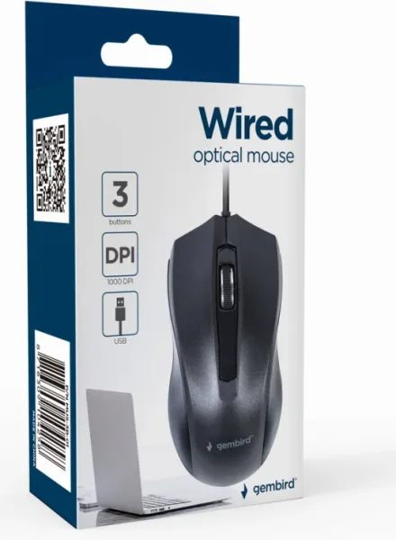 Raton Gembird Mus-3B-01 Optico 1000 Dpi Negro USB