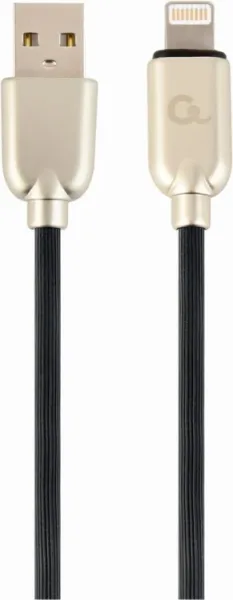 Cable de Datos y Carga Gembird 8 Pines de Caucho Premium, 2M, Negro
