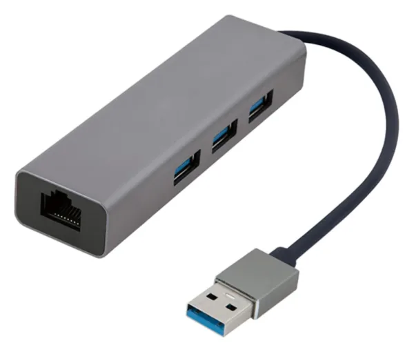 Adaptador de Red Gembird USB Am Gigabit con Hub de 3 Puertos USB 3.0