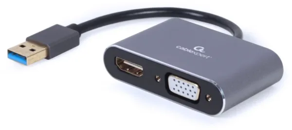 Adaptador de Pantalla Gembird USB a HDMI , VGA, Gris Espacial