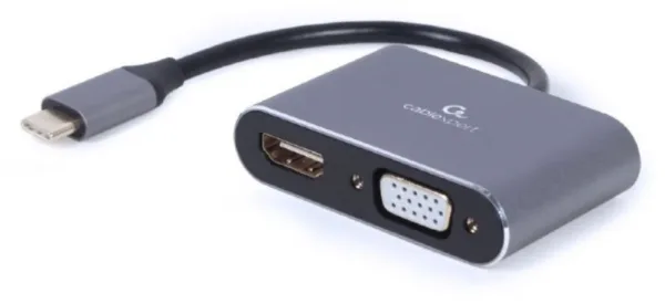 Adaptador de Pantalla Gembird USB Tipo C a HDMI , VGA, Gris Espacial