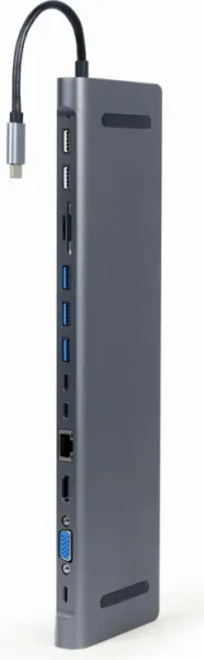 Adaptador Multipuerto Gembird Usbc 9En1 Hub,HDMI,VGA,Pd,Lector,Lan,Audio3,5