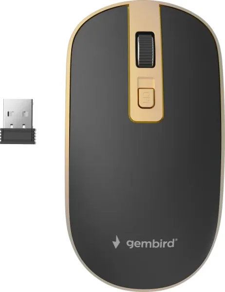 Raton Gembird Optical Black Gold Rf Inalambrico Pilas