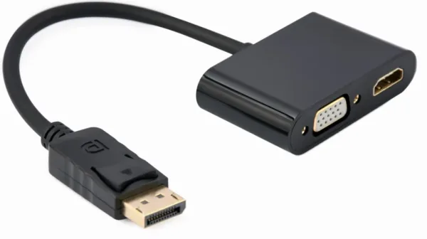 Display Gembird Port Macho a HDMI Hembra + Cable Adaptador VGA Hembra Negro
