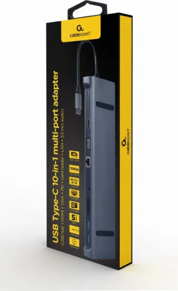 Adaptador Multipuerto USB Tipo C 10 en 1 3 5 Mm Gris Espacial