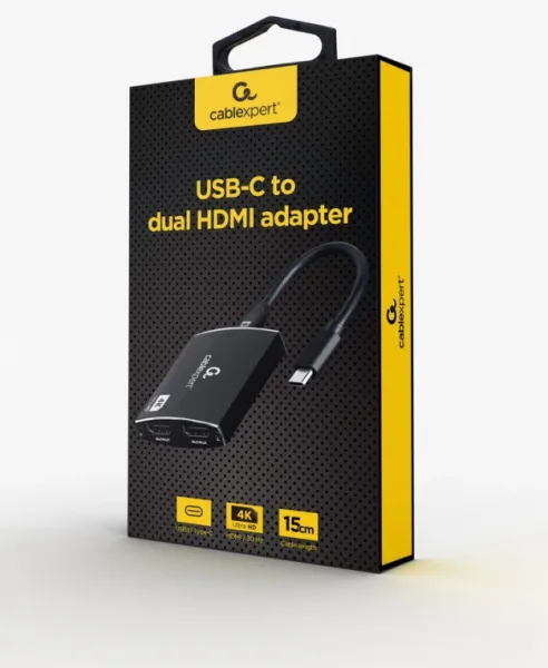 Adaptador USB-C a Doble HDMI 4K 60Hz Negro