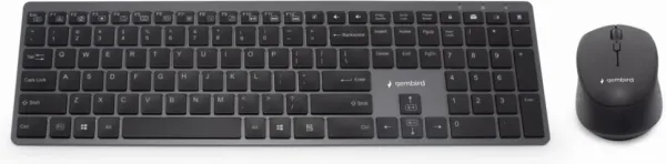 Combo Teclado Raton Gembird Business Slim Retroiluminado Inalambrico Es Negro