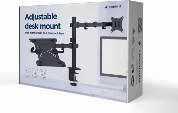 Soporte de Mesa Gembird Ajust con Brazo para Monitor y Bandeja para Portatil