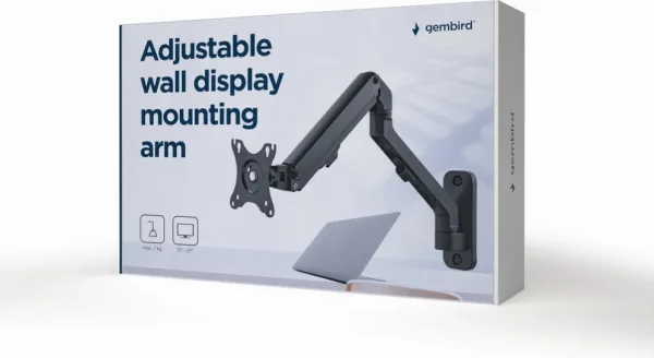 Brazo de Montaje Gembird para Pantalla de Pared Ajustable Hasta 27'' 7Kg