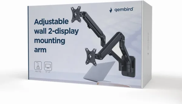 Ajustable Wall Display Mounting Arm Up To 27" 7 Kg  Gembird