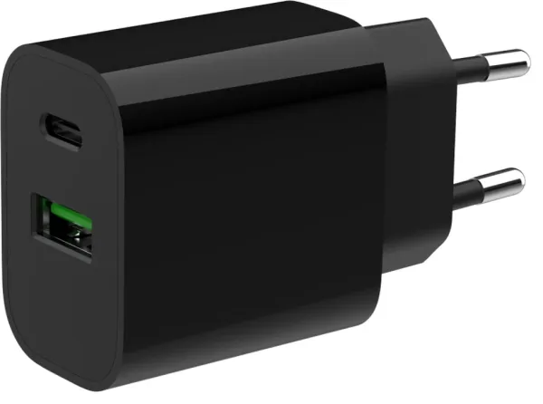 Cargador Rapido USB Gembird de 2 Puertos y 20 W, Negro