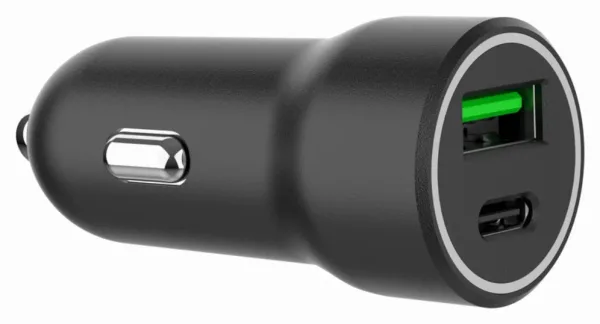 Cargador Rapido para Coche Gembird con 2 Puertos USB, Tipo C Pd, 20 W, Negro