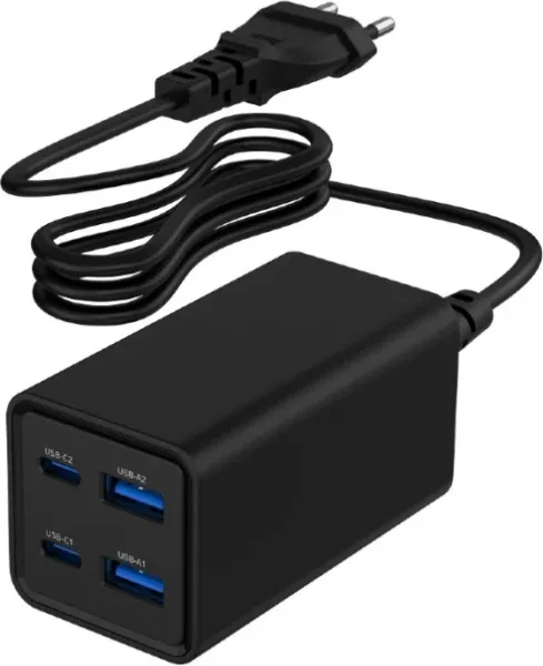 Cargador Rapido Gembird USB Powerdelivery Gan de 4 Puertos 65 W Negro