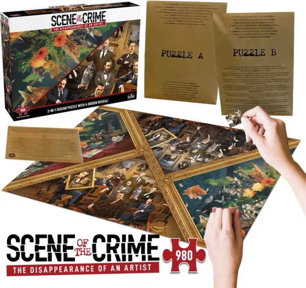 Juego de mesa puzzle escena del crimen la desaparicion del artista