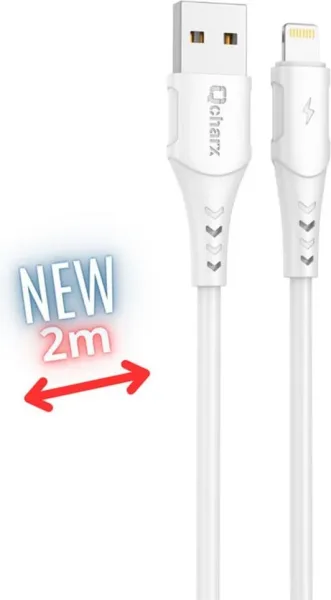 Cable qcharx athens lightning a USB tipo a - 2m - pvc blanco