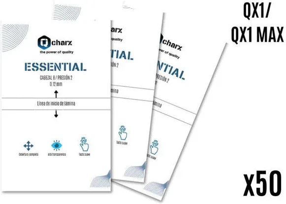 Laminas de proteccion frontales qcharx hidrogel essential HD para qx1 50 unidades