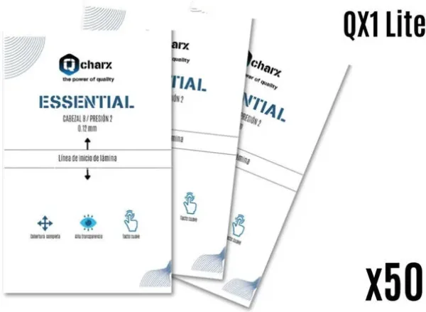 Laminas de proteccion frontales qcharx hidrogel essential HD para qx1 lite 50 unidades
