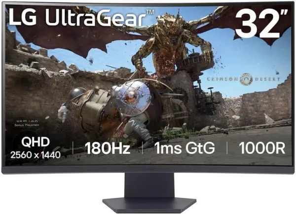 Monitor LED lg curvo 32gs60qc 31.5 pulgadas 2560x1440 1ms HDMI DisplayPort