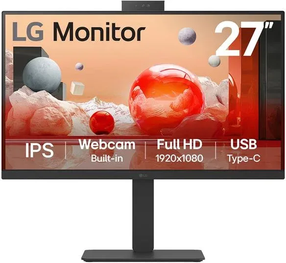 Monitor Profesional LG 27BA850-B 27"/ Full HD/ Webcam/ Multimedia/ Regulable en altura/ Negro