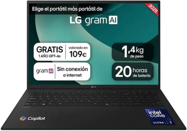 Portatil lg 17zd90t - g.ax88b u7 - 255h -  32gb -  SSD 1tb -  17 pulgadas -  freedos