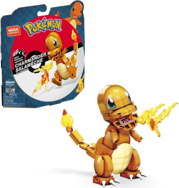 Figura mattel mega construx pokemon charmander 180 pcs build & show