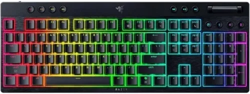 Razer BlackWidow V4 Low-Profile HyperSpeed teclado Juego USB + RF Wireless + Bluetooth QWERTY Internacional de EE.UU. Negro