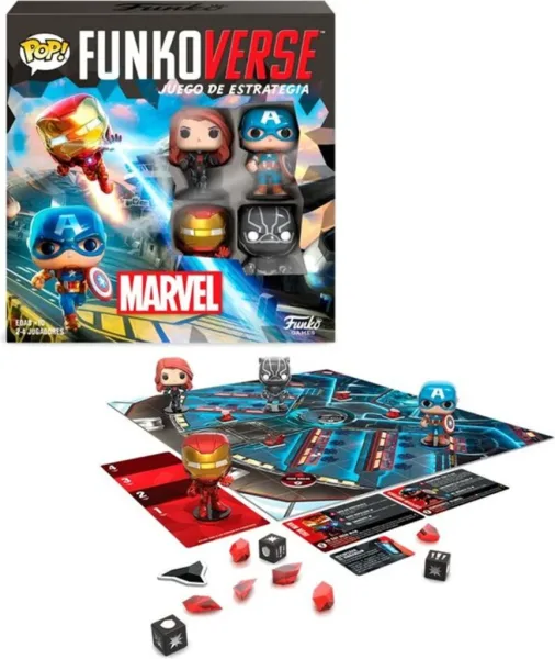 Juego de mesa funkoverse marvel edicion 100 capitan america iron man viuda negra & pantera negra 57518