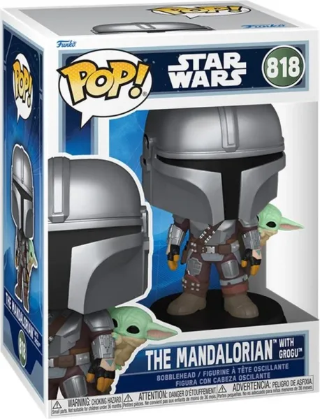 Funko pop star wars the mandalorian con grogu a la espalda