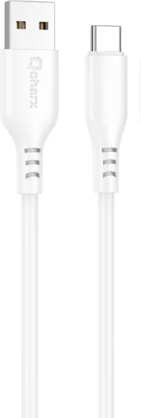 Cable qcharx tokyo USB a tipo c 3a - 1 m - silicona blanco tacto suave