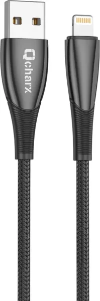 Cable qcharx berlin USB a lightning 3a - 1 m - zinc negro cordon grueso tacto suave