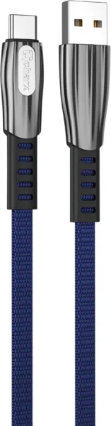 Cable qcharx florence USB a tipo c  3a - 1 m - zinc azul cordón plano premium