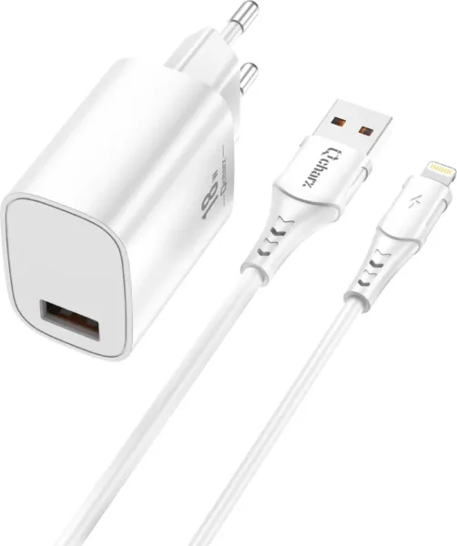 Kit cargador qcharx artemisia 3a 18w + cable USB lightning  blanco