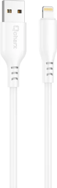 Cable qcharx tokyo USB a lightning 3a - 1 m - silicona blanco tacto suave