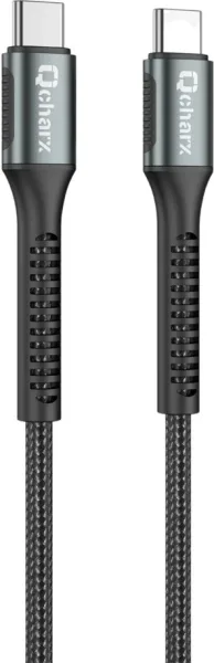 Cable qcharx prague tipo c a tipo c 3a 100w - 1 m - aleación de aluminio negro cable trenzado suave