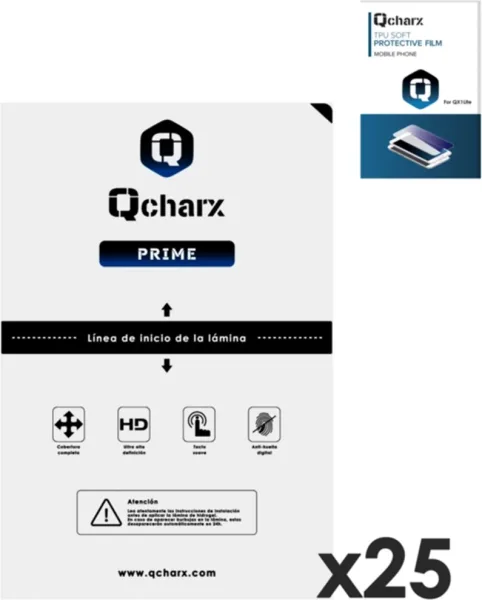 Laminas de proteccion frontales qcharx hidrogelprime para qx1 lite 25 unidades