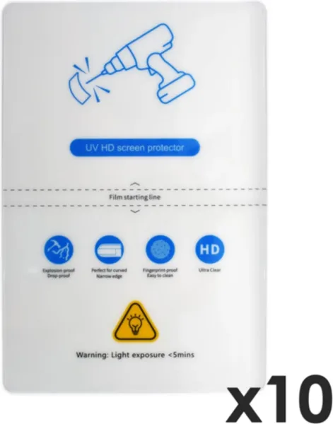 Laminas de fijacion qcharx hidrogel HD hibrida mediante ultravioleta uv pack 10 ud para qx1