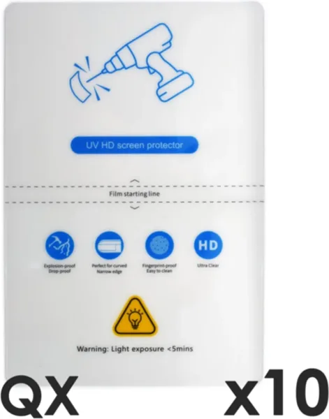 Laminas de fijacion qcharx altas prestaciones hidrogel HD qx hibrida mediante ultravioleta uv pack 10 ud para qx1