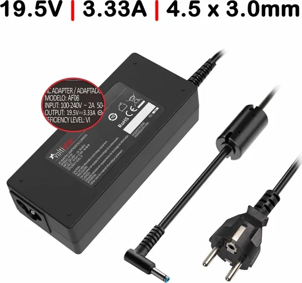 Adaptador AC 19.5V 3.33A 65W 4.5x3mm Pin C HP