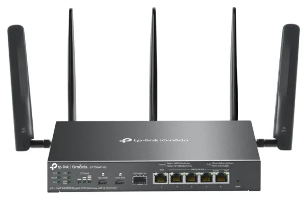 Router Omada Ax3000 Vpn 4G+ Cat6 con 4 Puertos PoE+